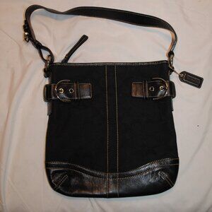 COACH BLACK HOBO BAG W/ LEATHER TRIM